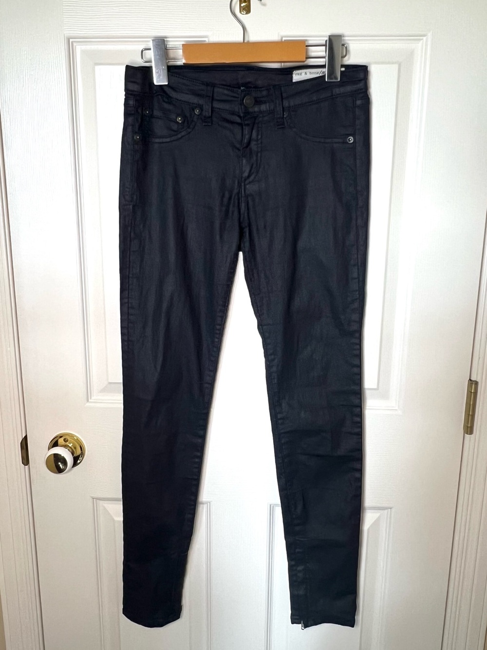 rag & bone Black Coated Skinny Jeans